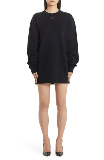 Shop Off-white Shifted Carryover Long Sleeve Sweatshirt Dress In Black