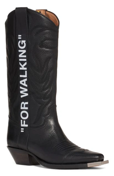 Shop Off-white For Walking Leather Cowboy Boot In Black White