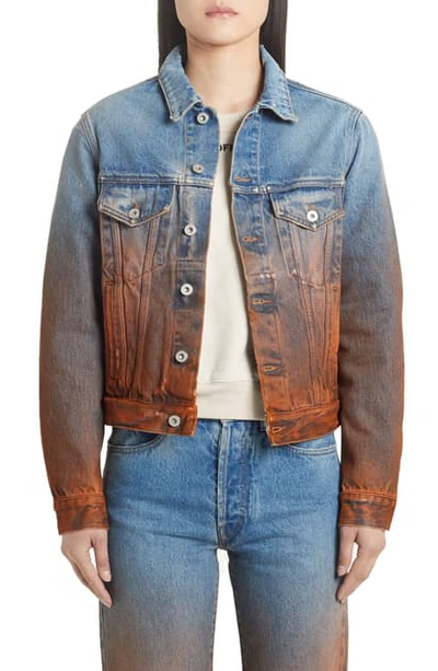 Shop Off-white Degrade Denim Jacket In Medium Blue