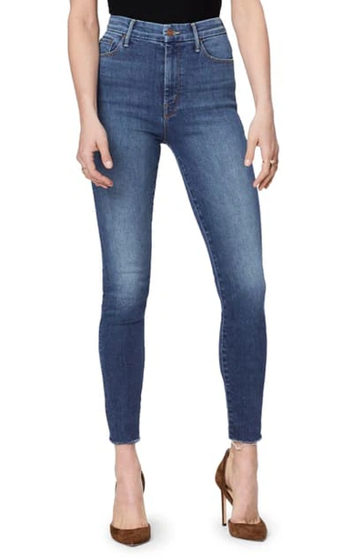 Shop Mother The Looker High Waist Frayed Ankle Skinny Jeans In Big Sky