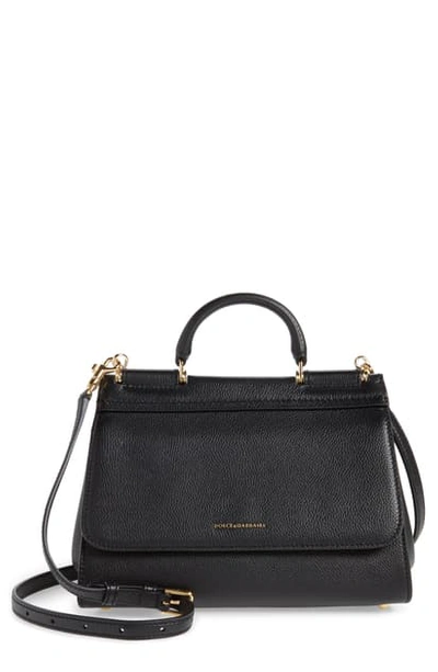 Shop Dolce & Gabbana Large Miss Sicily Top Handle Leather Satchel In Nero