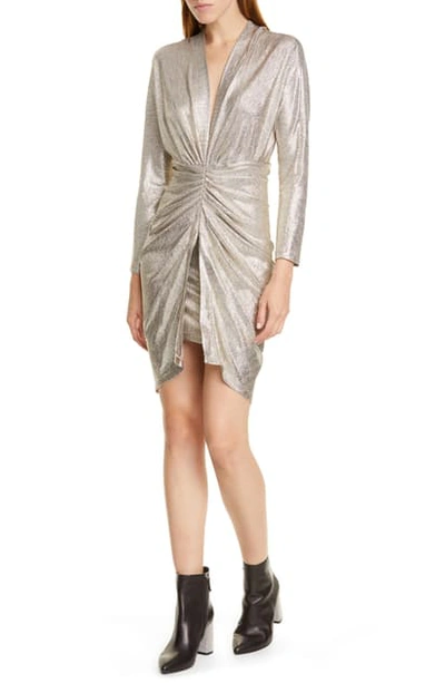 Shop Iro Cilty Long Sleeve Body-con Dress In Gold