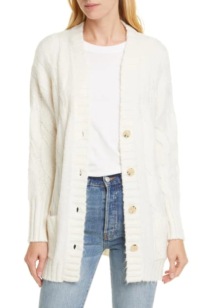 Shop Allude Cable Knit Cardigan In Ivory