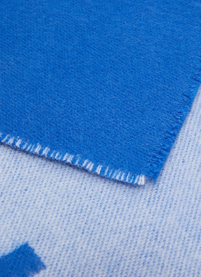 Shop Balenciaga 'macro Logo' Wool Scarf In Blue