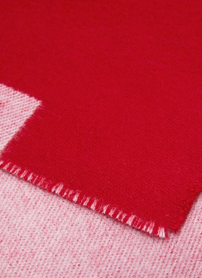 Shop Balenciaga 'macro Logo' Wool Scarf In Red