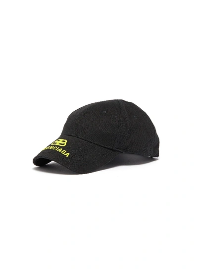 Shop Balenciaga 'bb Visor' Embroidered Baseball Cap In Black