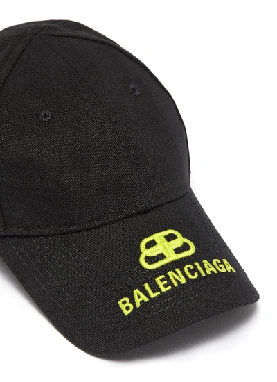 Shop Balenciaga 'bb Visor' Embroidered Baseball Cap In Black