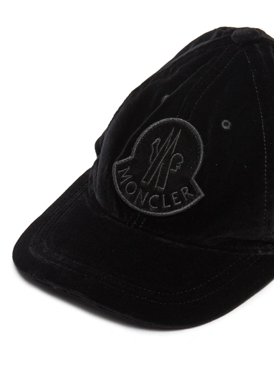 Shop Moncler 'berretto' Cotton Velvet Baseball Cap