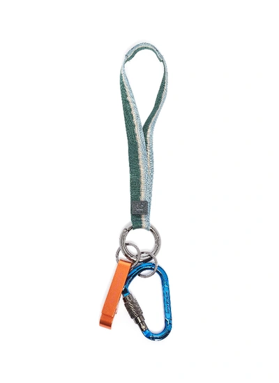 Shop Acne Studios Face Patch Stripe Strap Carabiner Keyring In Multi-colour