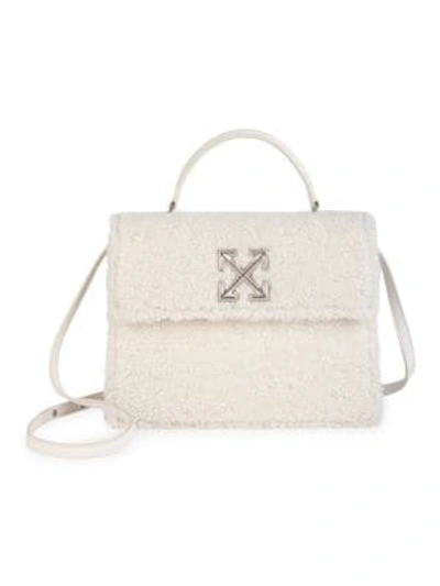 Shop Off-white Jitney 2.8 Shearling & Leather Top Handle Bag In Off White