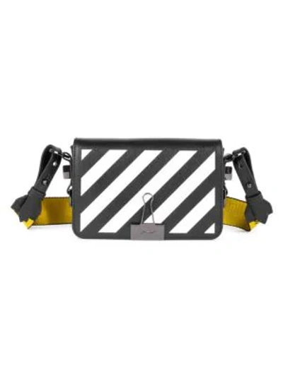 Shop Off-white Mini Binder Clip Leatherflap Crossbody Bag In Black White