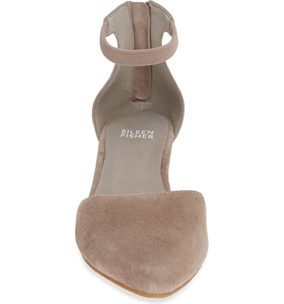 Shop Eileen Fisher Just Open Sided Pump In Taupe Suede