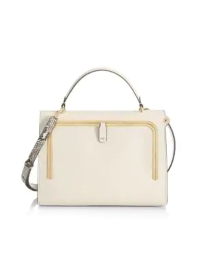 Shop Anya Hindmarch Postbox Leather Satchel In Chalk Natural