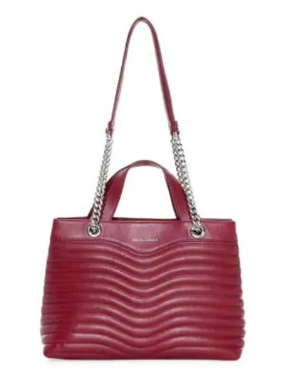 Shop Rebecca Minkoff M.a.b. Quilted Leather Satchel In Pinot Noir