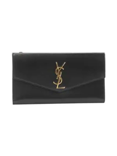Shop Saint Laurent Women's Uptown Leather Wallet In Black