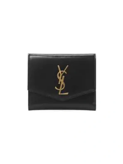 Shop Saint Laurent Women's Monogram Leather Bifold Wallet In Black