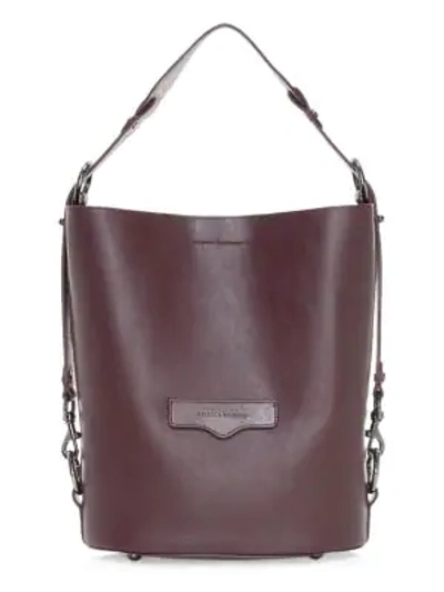 Shop Rebecca Minkoff Utility Convertible Leather Bucket Bag In Burgundy