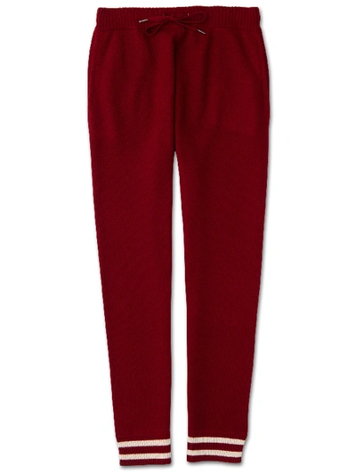 Shop Derek Rose Men's Cashmere Track Pants Felix 2 Pure Cashmere Red