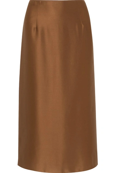 Shop Vince Silk-satin Midi Skirt