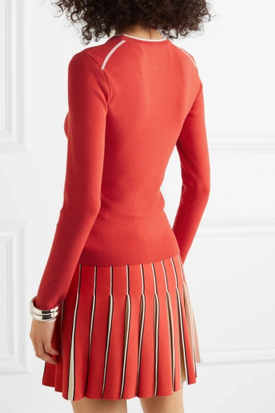 Shop Off-white Jacquard-knit Top In Red