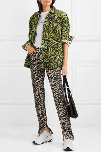 ganni leopard jeans