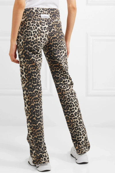 Shop Ganni Leopard-print High-rise Slim-leg Jeans In Leopard Print