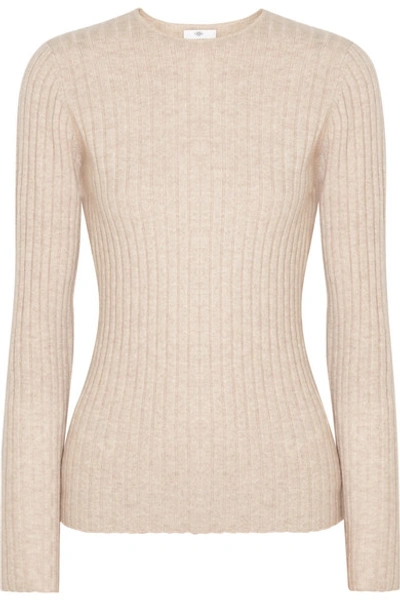 Shop Allude Ribbed Cashmere Sweater In Beige