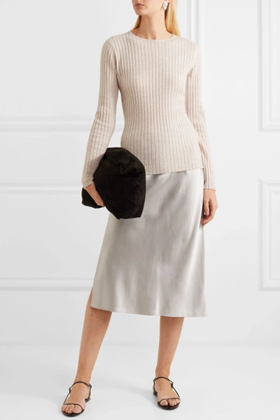 Shop Allude Ribbed Cashmere Sweater In Beige