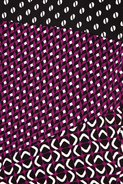 Shop Michael Michael Kors Paneled Printed Stretch-jersey Midi Dress In Purple