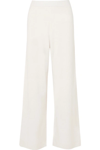 Shop Allude Wool Wide-leg Pants In White