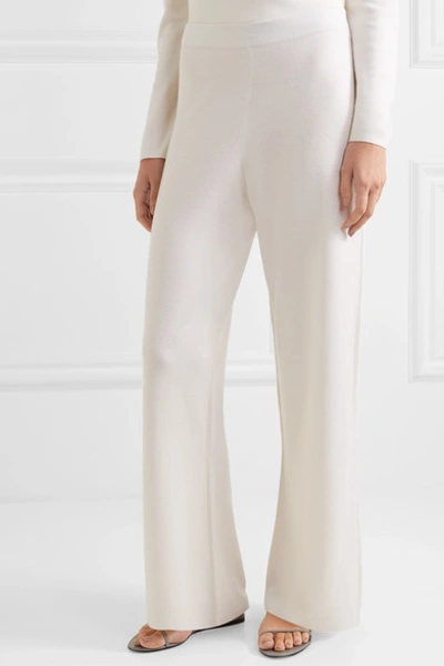 Shop Allude Wool Wide-leg Pants In White