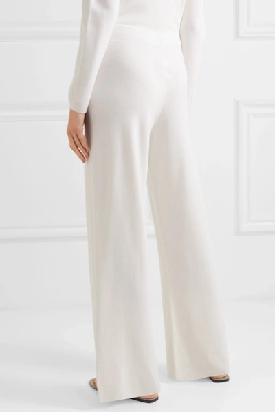 Shop Allude Wool Wide-leg Pants In White