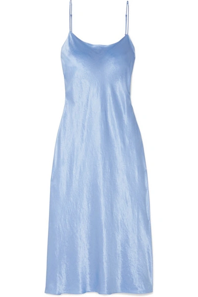 Shop Vince Hammered-satin Midi Dress In Blue