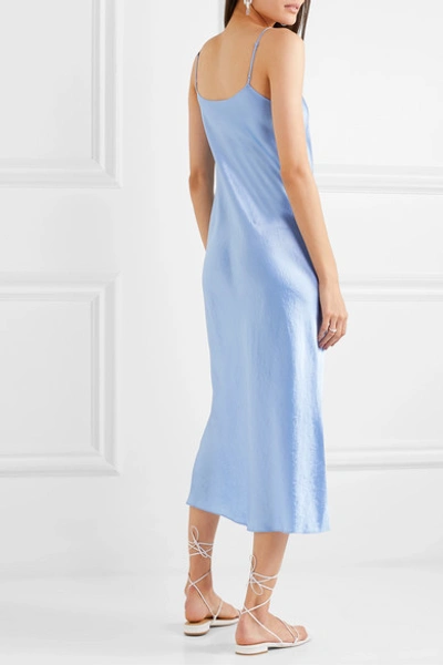 Shop Vince Hammered-satin Midi Dress In Blue