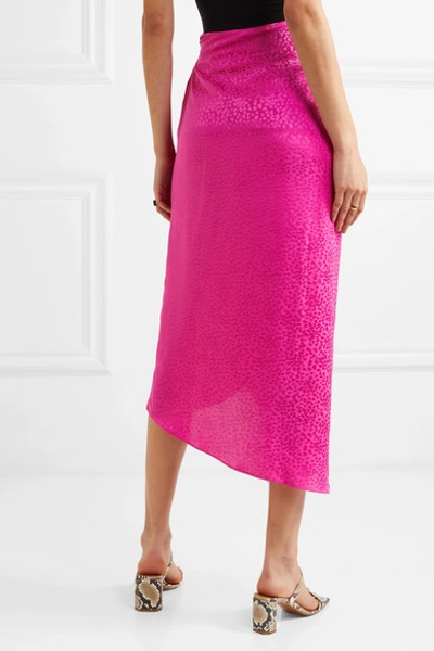 Shop Art Dealer Carrie Silk-jacquard Wrap Midi Skirt In Fuchsia