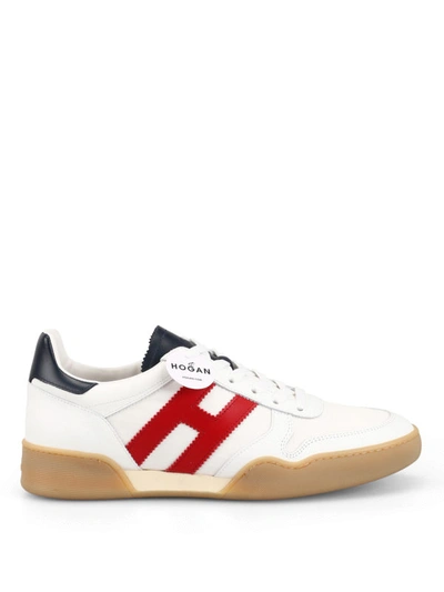 Shop Hogan Leather And Canvas Sporty Sneakers In White