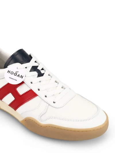 Shop Hogan Leather And Canvas Sporty Sneakers In White