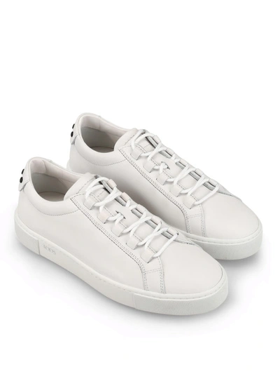 Shop Tod's Gommini White Leather Low Top Sneakers
