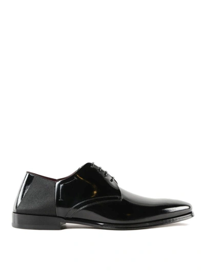 Shop Dolce & Gabbana Stretch Insert Patent Derby Shoes In Black