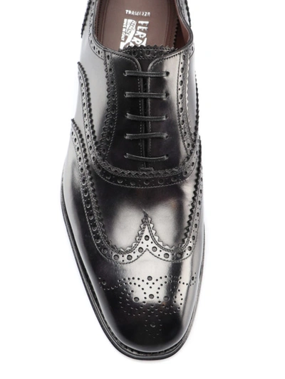 Shop Ferragamo Bord Black Leather Oxford Brogues