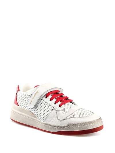 Shop Saint Laurent Travis Leather Low Top Sneakers In White