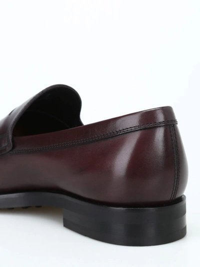 Shop Tod's Burnt Brown Leather Formal Loafers In Dark Brown