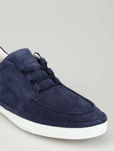 Shop Tod's Blue Suede Sneakers