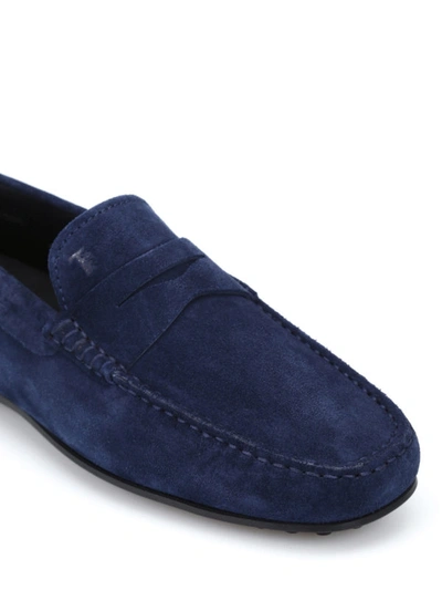 Shop Tod's City Gommino Dark Blue Loafers