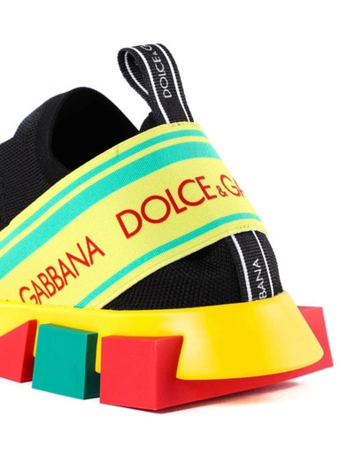 Shop Dolce & Gabbana Sorrento Multicolour Stretch Jersey Slip-ons