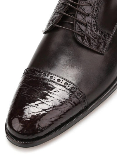 Shop Corneliani Leather Derby Shoes In Dark Brown