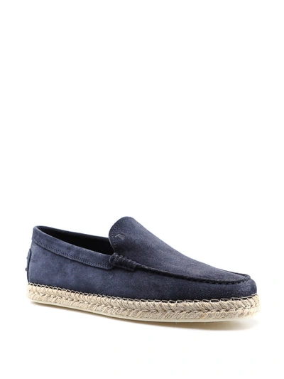 Shop Tod's Espadrilles Style Blue Suede Loafers