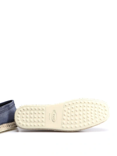 Shop Tod's Espadrilles Style Blue Suede Loafers