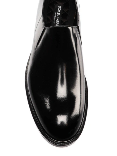 Shop Dolce & Gabbana Black Smooth Leather Slip On Loafers