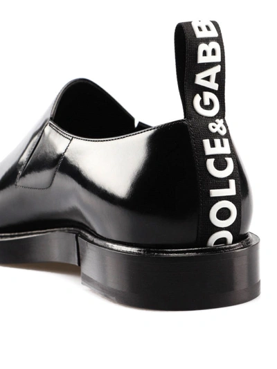 Shop Dolce & Gabbana Black Smooth Leather Slip On Loafers